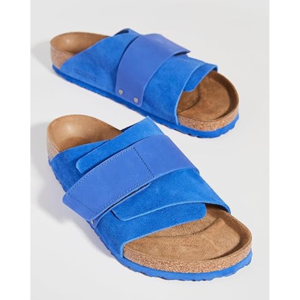 NIB NEW Birkenstock Kyoto 270 Ultra Blue Suede Nubuck‎ Leather Slide Sandals 42